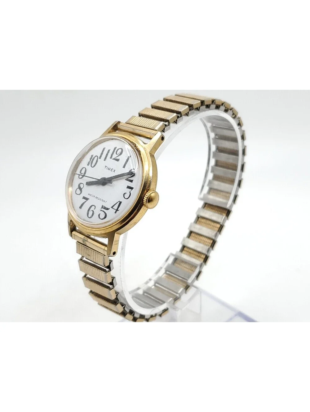Vintage Timex Marlin Big Reader Mechanical  30mm Watch Running Gold Tone